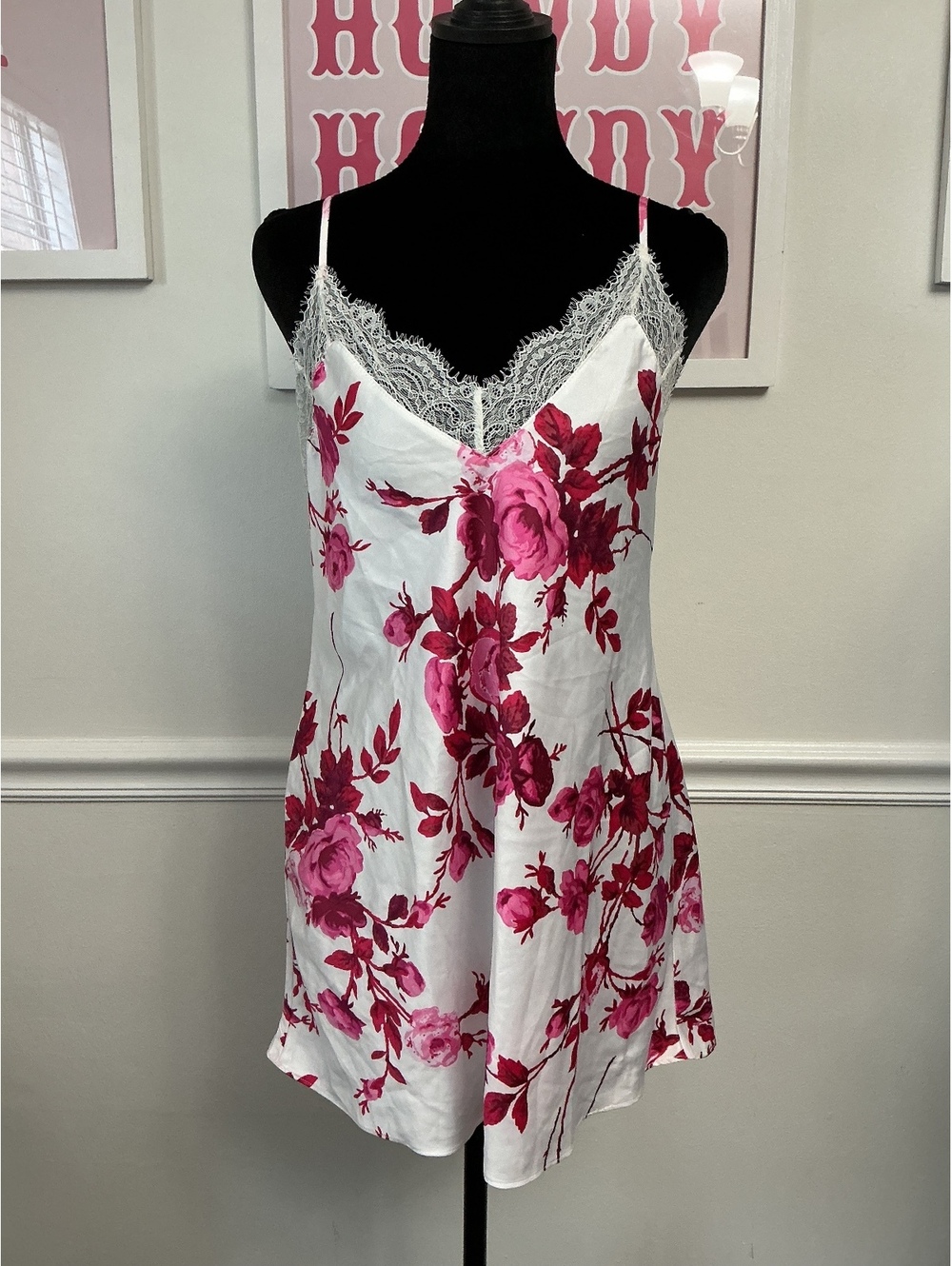 In Bloom by Jonquil Medium Ivory Floral Lace Trim Slip Dress NWT